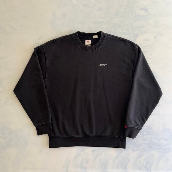 Levi's Black Crewneck Logo Fleece Sweater Men's XS - Picture 1 of 6